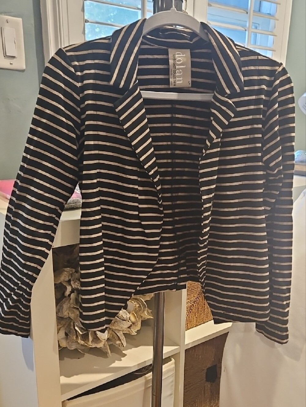 Stripe Black and Beige Soft Blazer0015